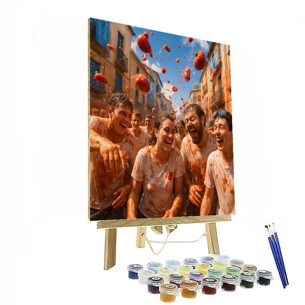 La Tomatina Festival DIY paint by numbers