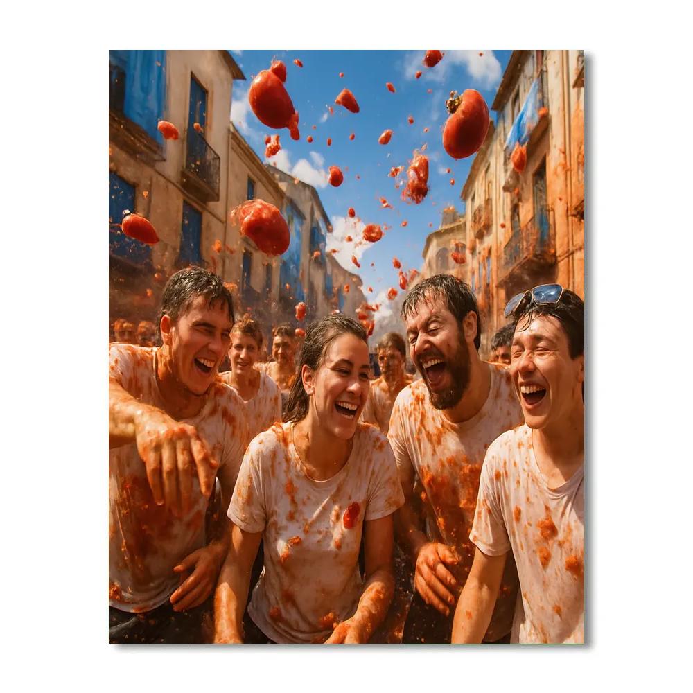 La Tomatina Festival DIY paint by numbers