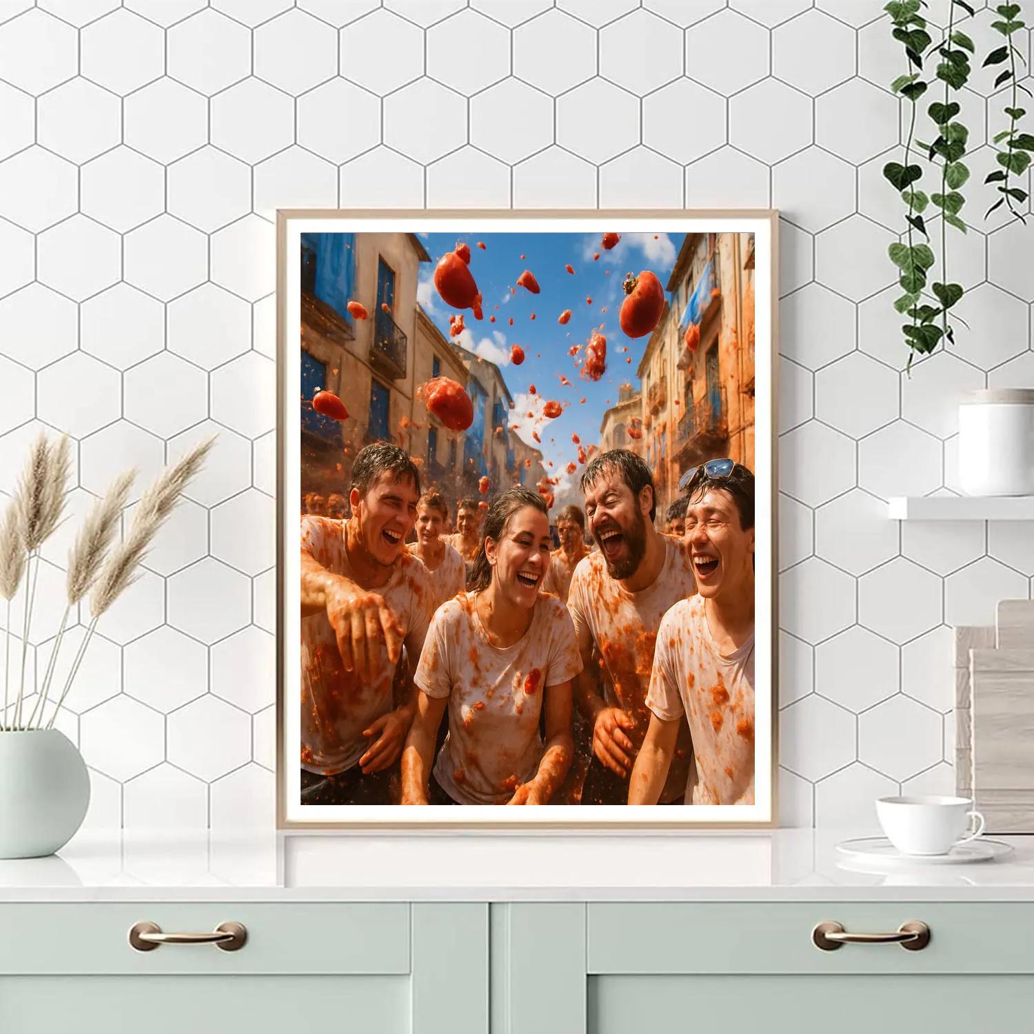 La Tomatina Festival DIY paint by numbers