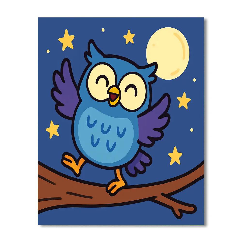 Dancing Moonlight Owl DIY paint by numbers