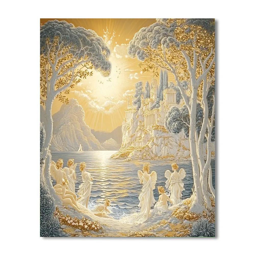 Botticelli Inspired Mythic Coast paint by numbers