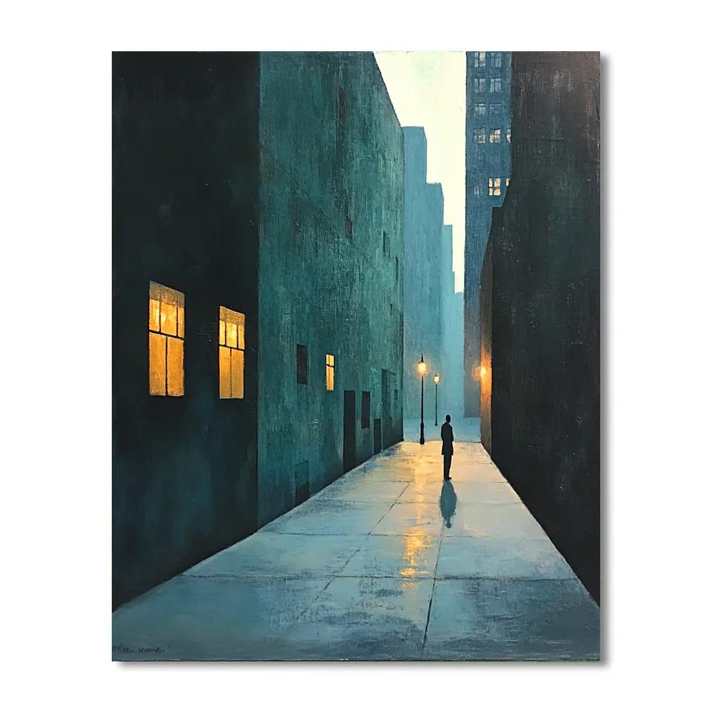 Edward Hopper Inspired Empty Street At Dusk Numbered painting kits