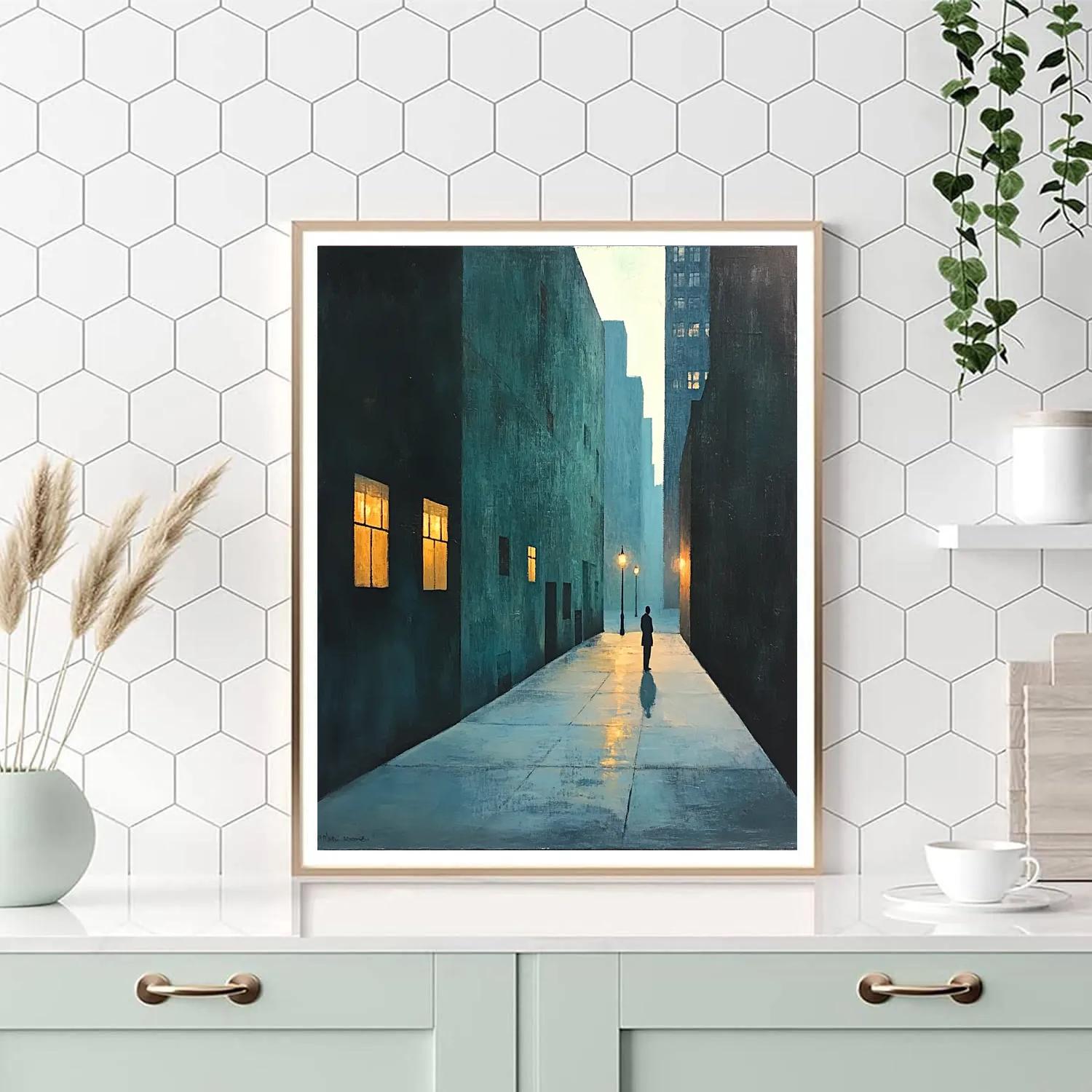 Edward Hopper Inspired Empty Street At Dusk Numbered painting kits
