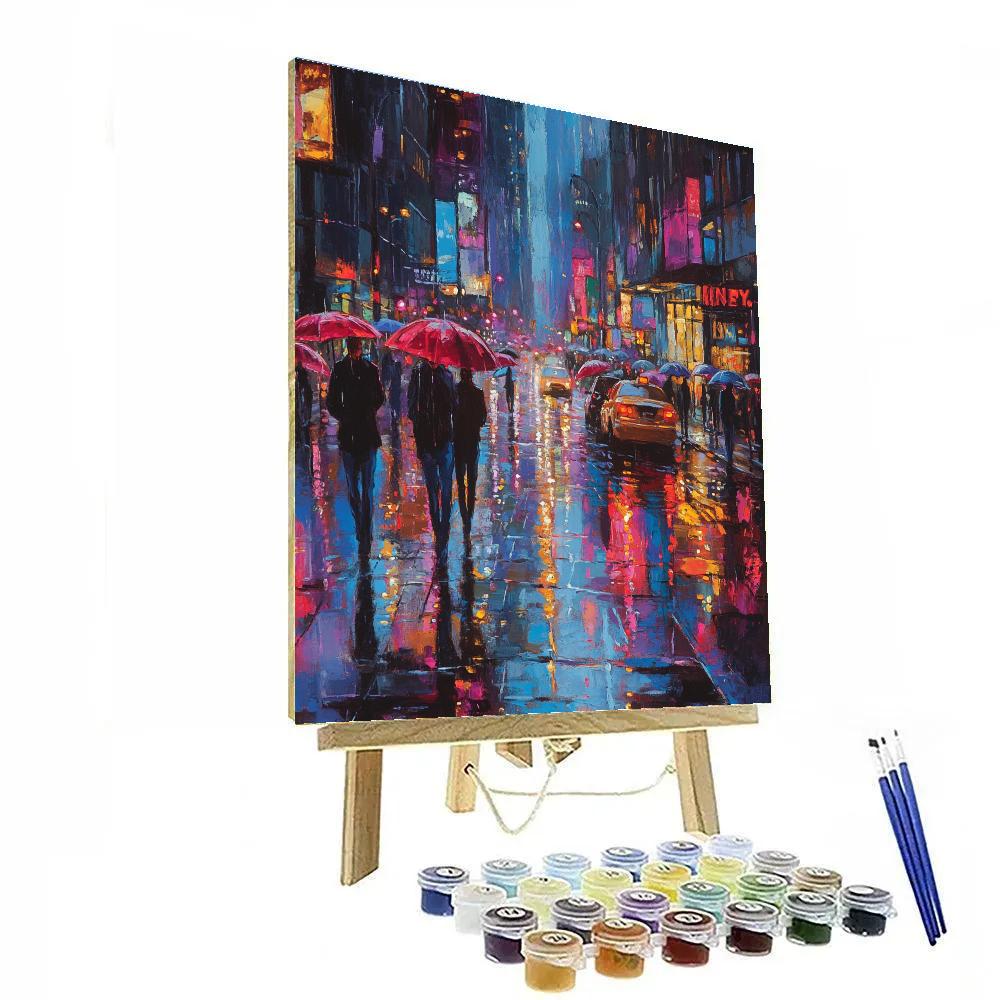 Munch Inspired Rainy Street paint by color
