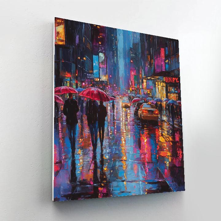 Munch Inspired Rainy Street paint by color