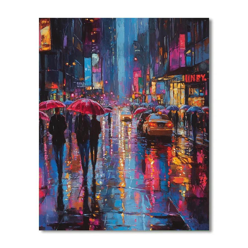 Munch Inspired Rainy Street paint by color