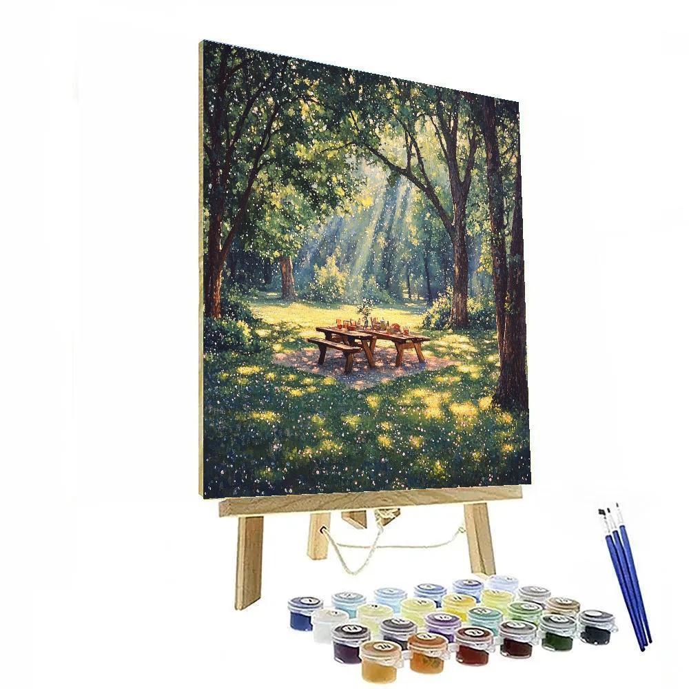 Seurat Inspired Garden Picnic paint by numbers