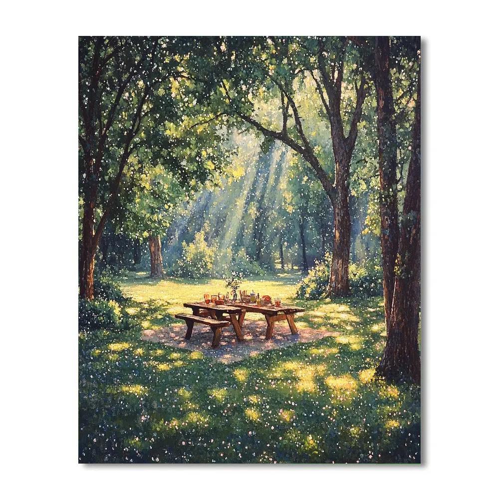 Seurat Inspired Garden Picnic paint by numbers