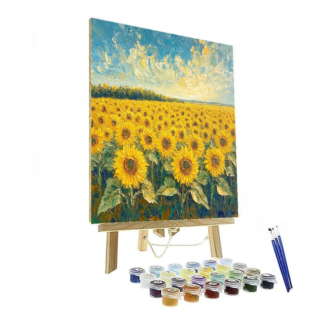 Van Gogh Inspired Sunflower Field At Noon paint by numbers