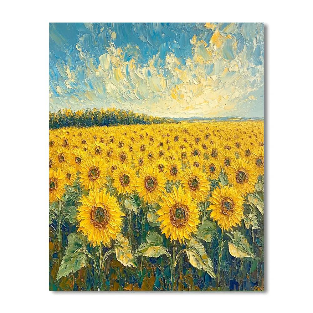 Van Gogh Inspired Sunflower Field At Noon paint by numbers