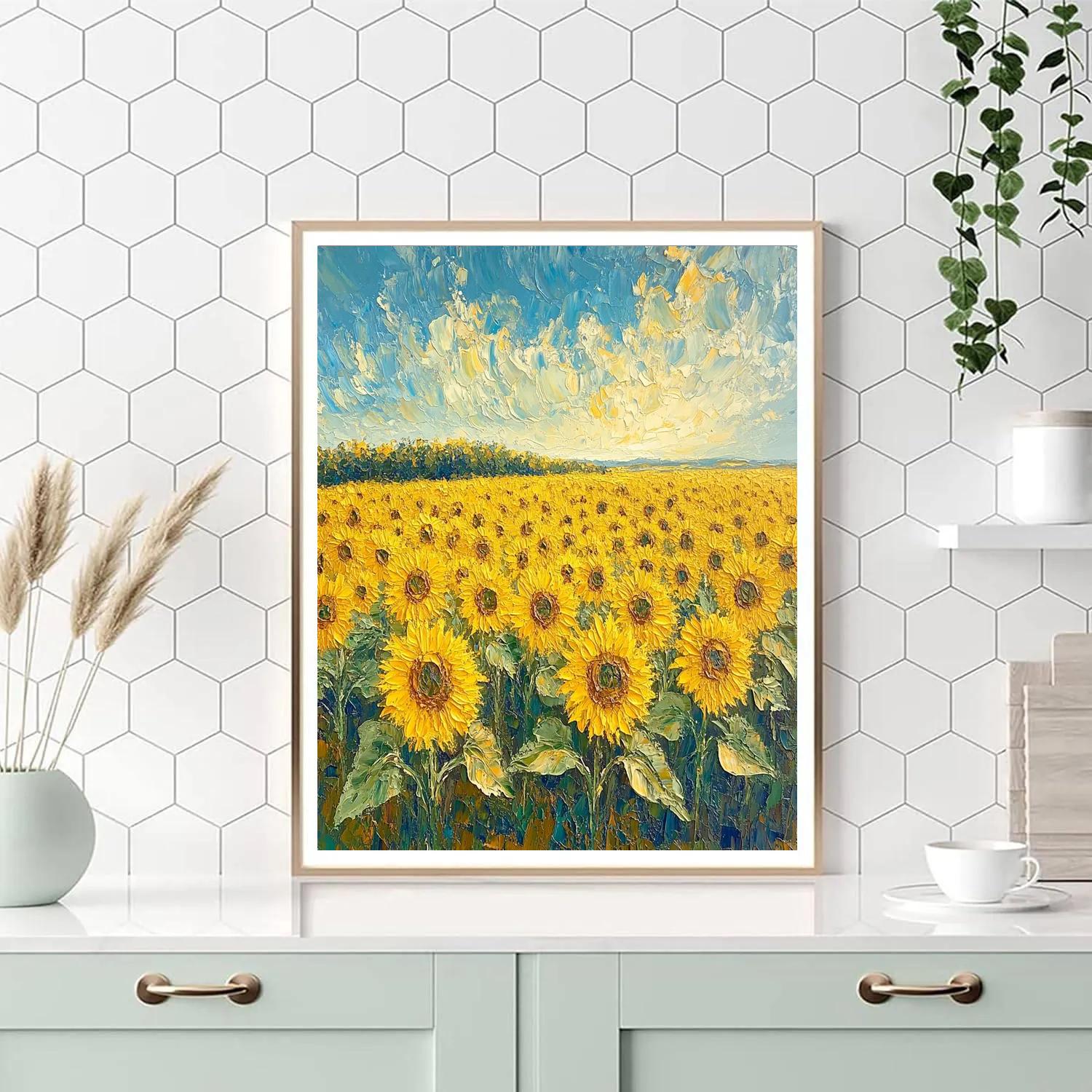 Van Gogh Inspired Sunflower Field At Noon paint by numbers