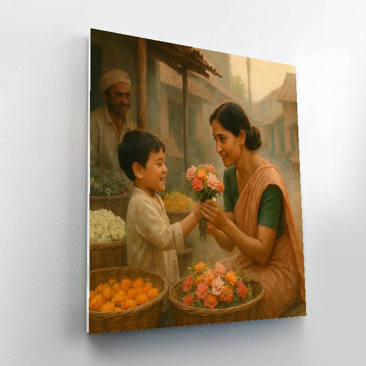 Dawn Market Flower Exchange Painting by numbers kit