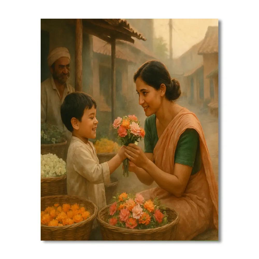 Dawn Market Flower Exchange Painting by numbers kit