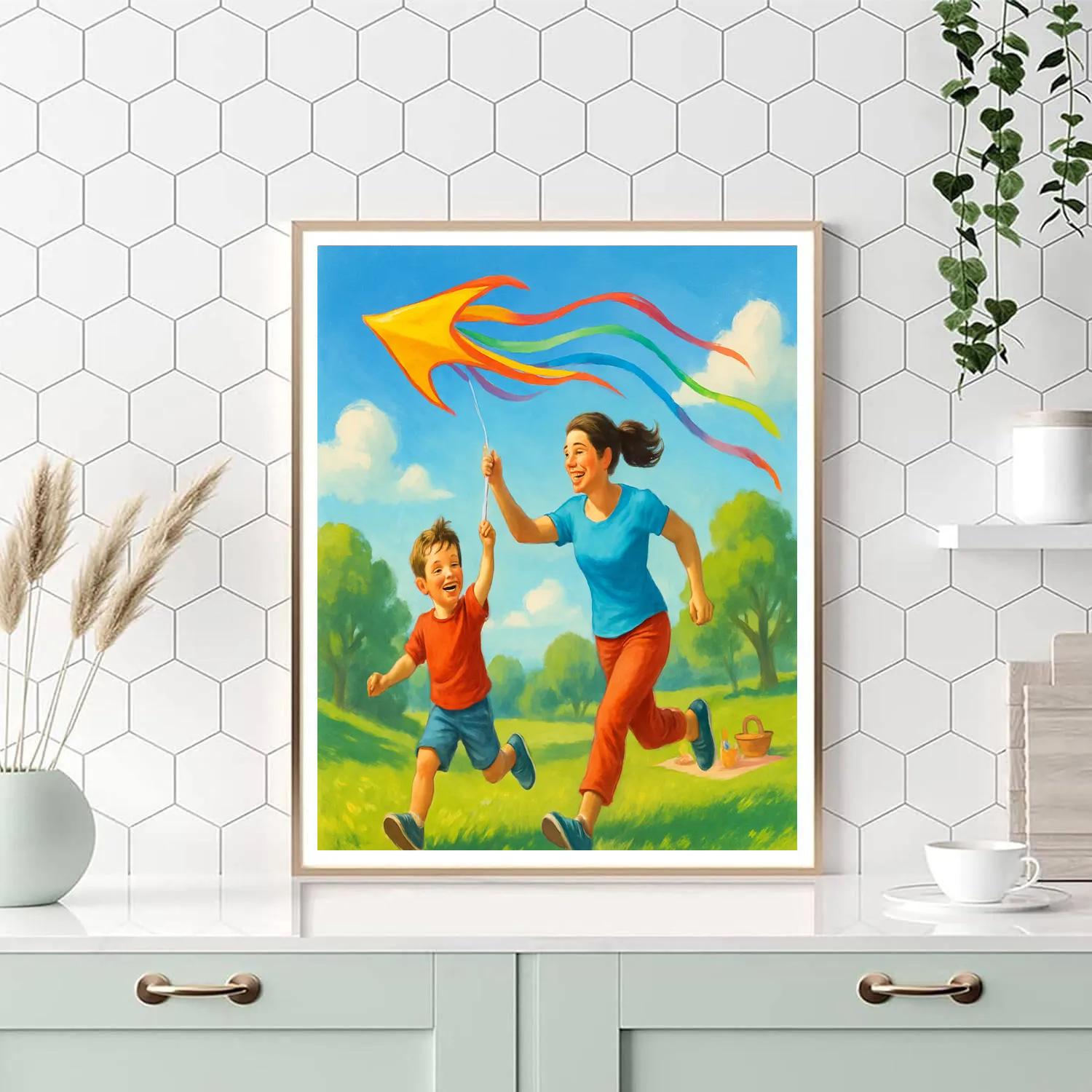 Comet Tail Kite Flying paint by numbers