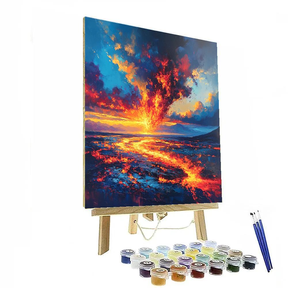 Turner Inspired Volcano At Dusk paint by color