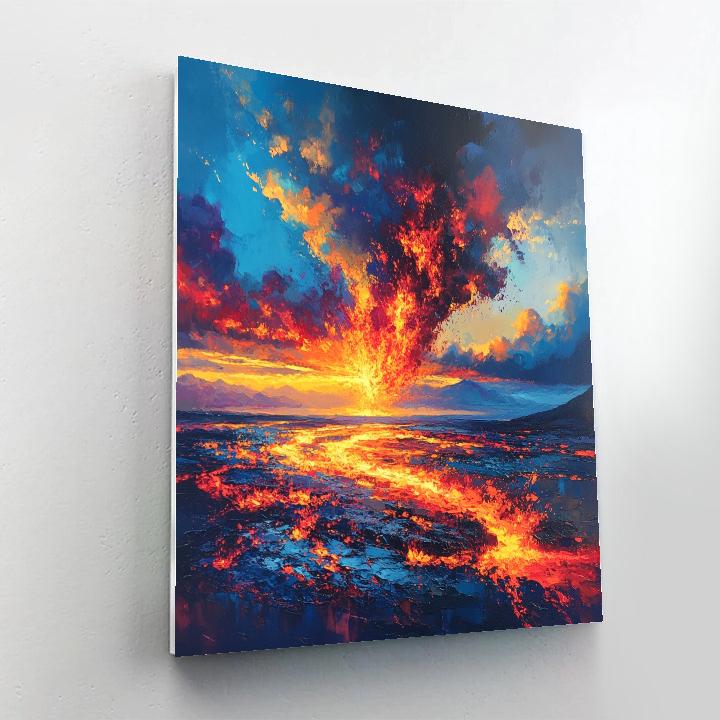 Turner Inspired Volcano At Dusk paint by color