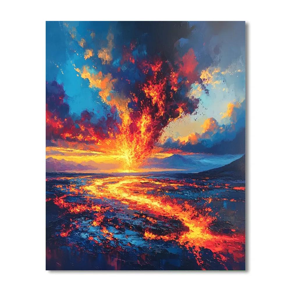 Turner Inspired Volcano At Dusk paint by color