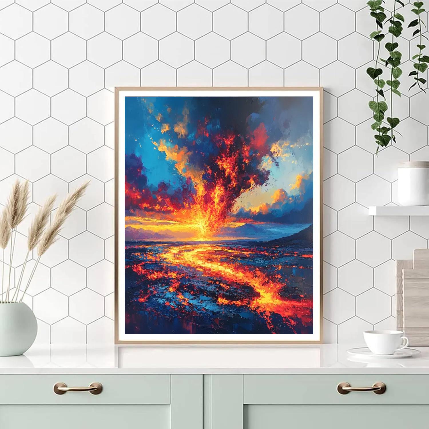 Turner Inspired Volcano At Dusk paint by color