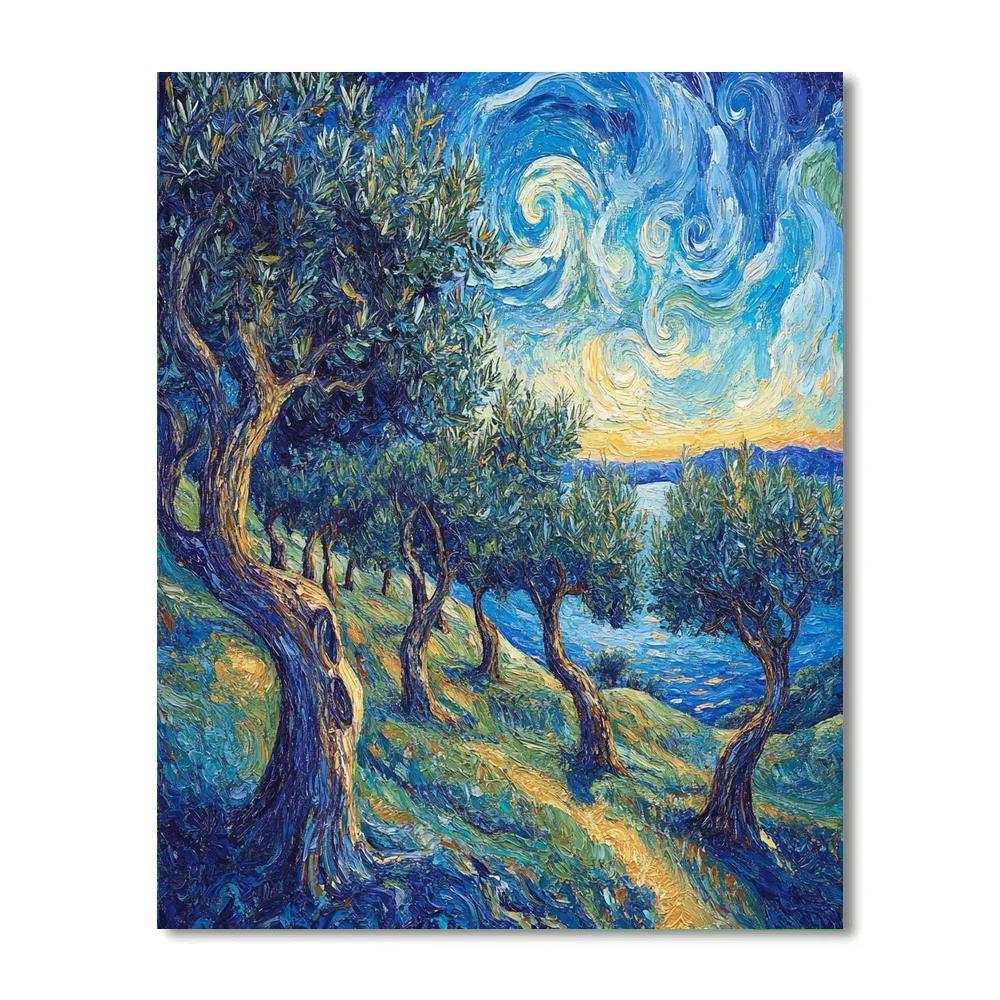 Van Gogh Inspired Olive Grove At Twilight Painting by numbers kit