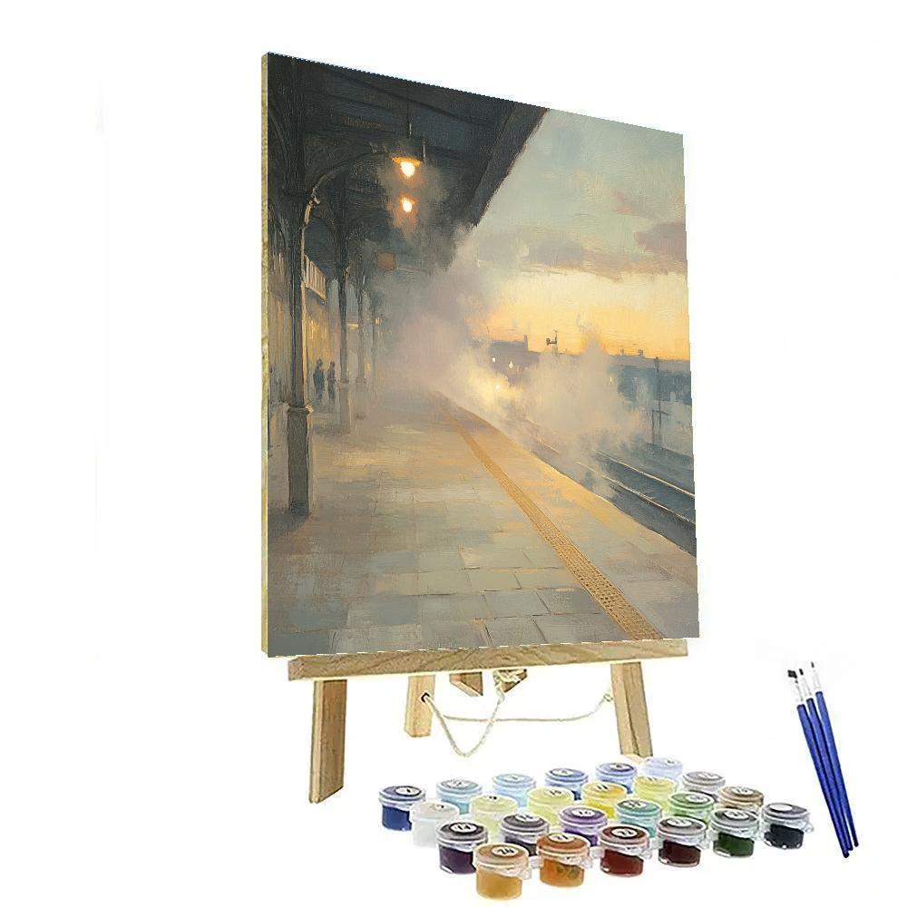 Monet Inspired Foggy Railway Station Numbered painting kits
