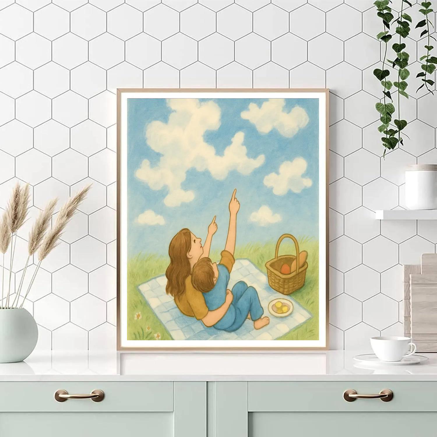Cloud Watching Picnic DIY paint by numbers