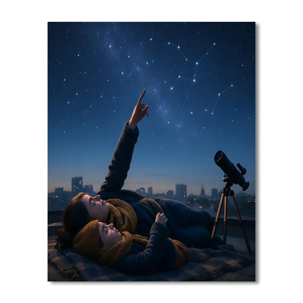 Rooftop Stargazing Blanket paint by numbers
