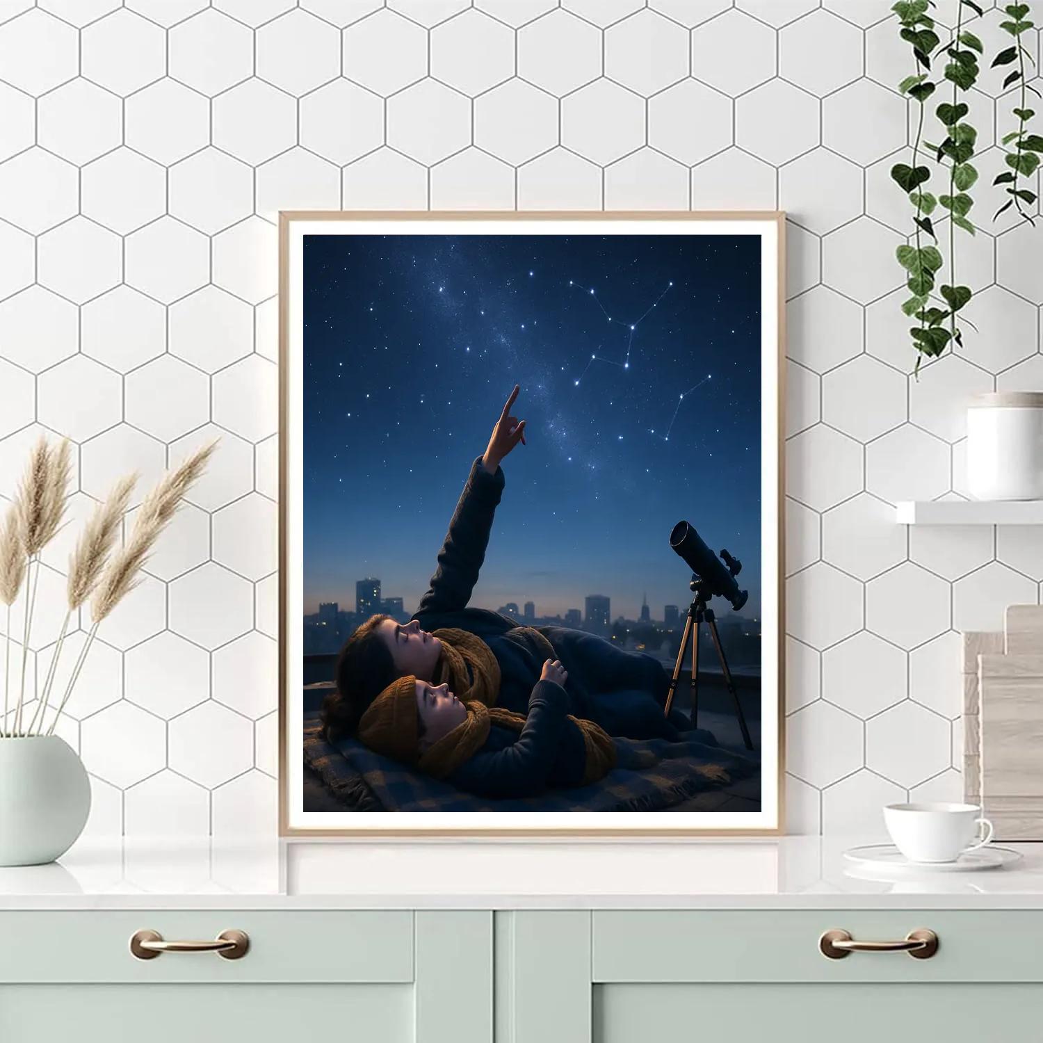 Rooftop Stargazing Blanket paint by numbers