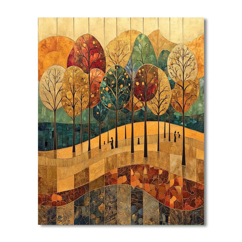 Gustav Klimt Inspired Orchard In Autumn Paint by numbers art
