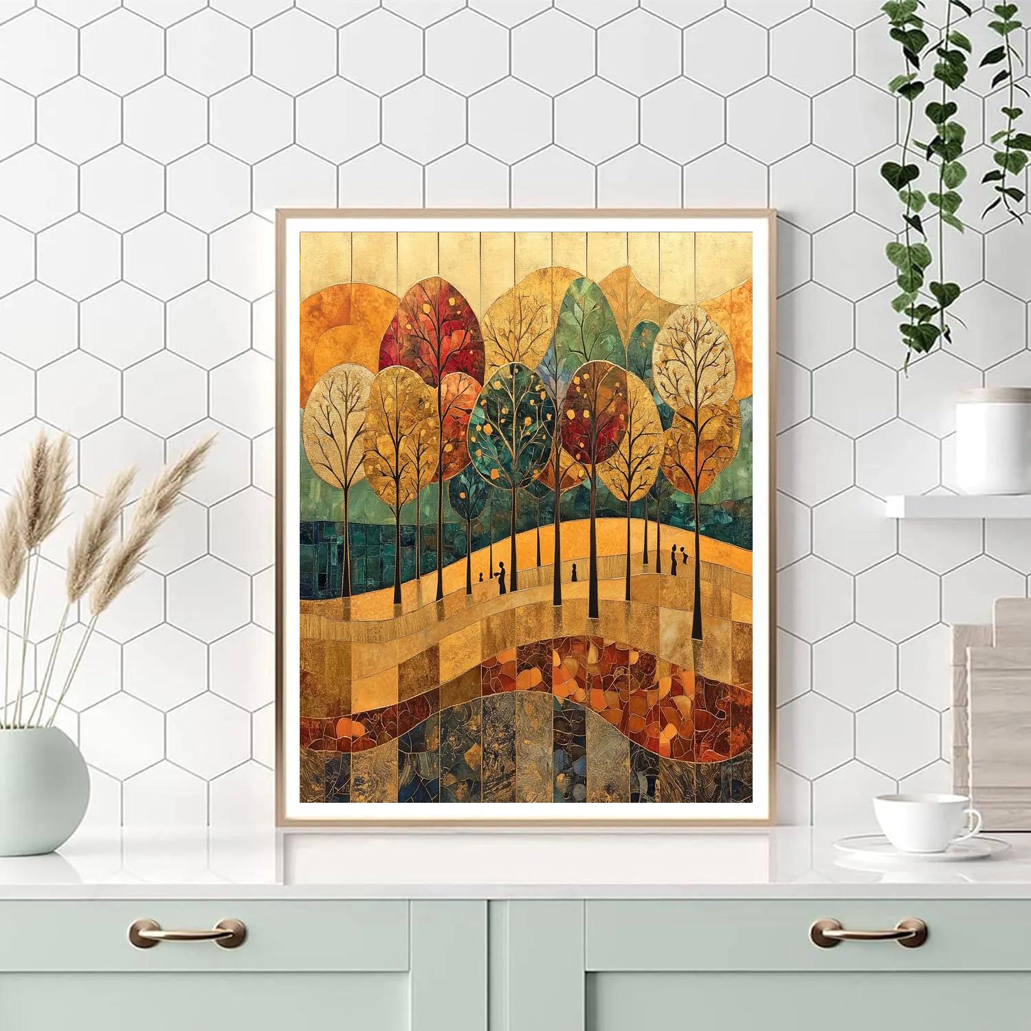 Gustav Klimt Inspired Orchard In Autumn Paint by numbers art