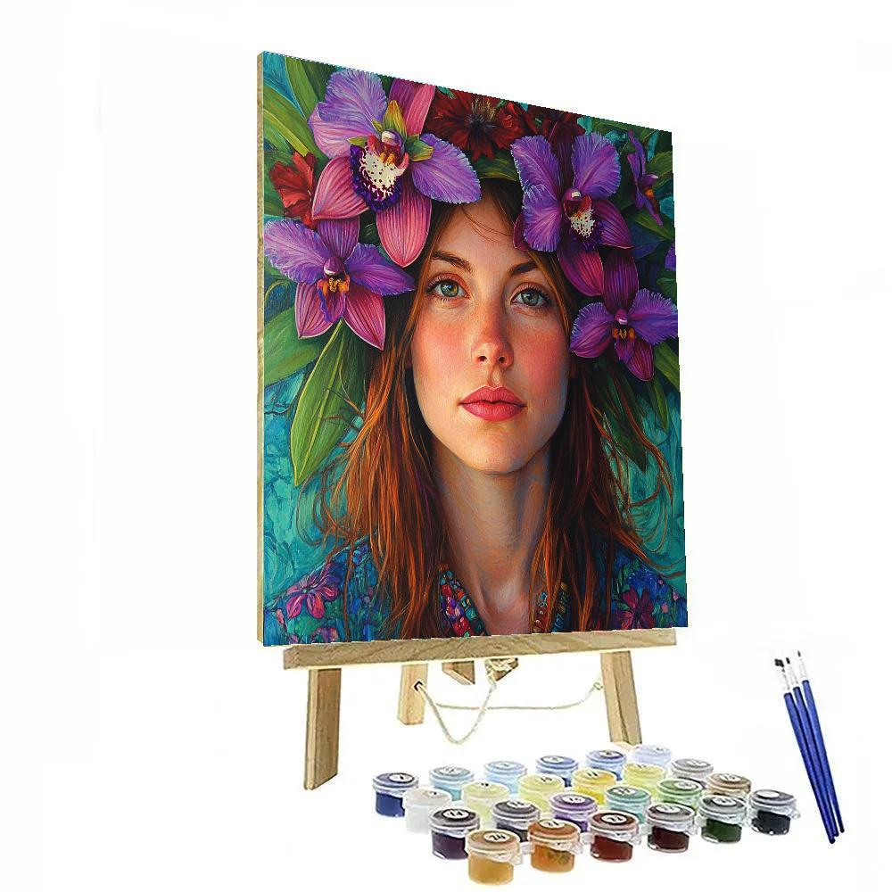Frida Kahlo Inspired Portrait With Orchids Painting by numbers kit