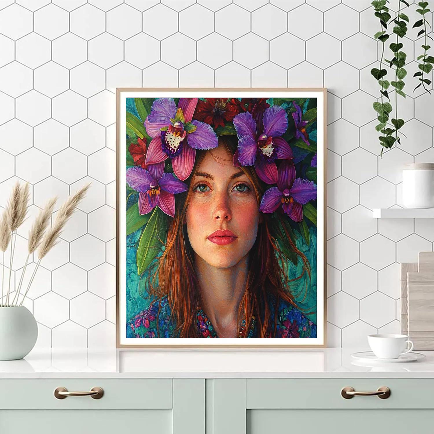Frida Kahlo Inspired Portrait With Orchids Painting by numbers kit