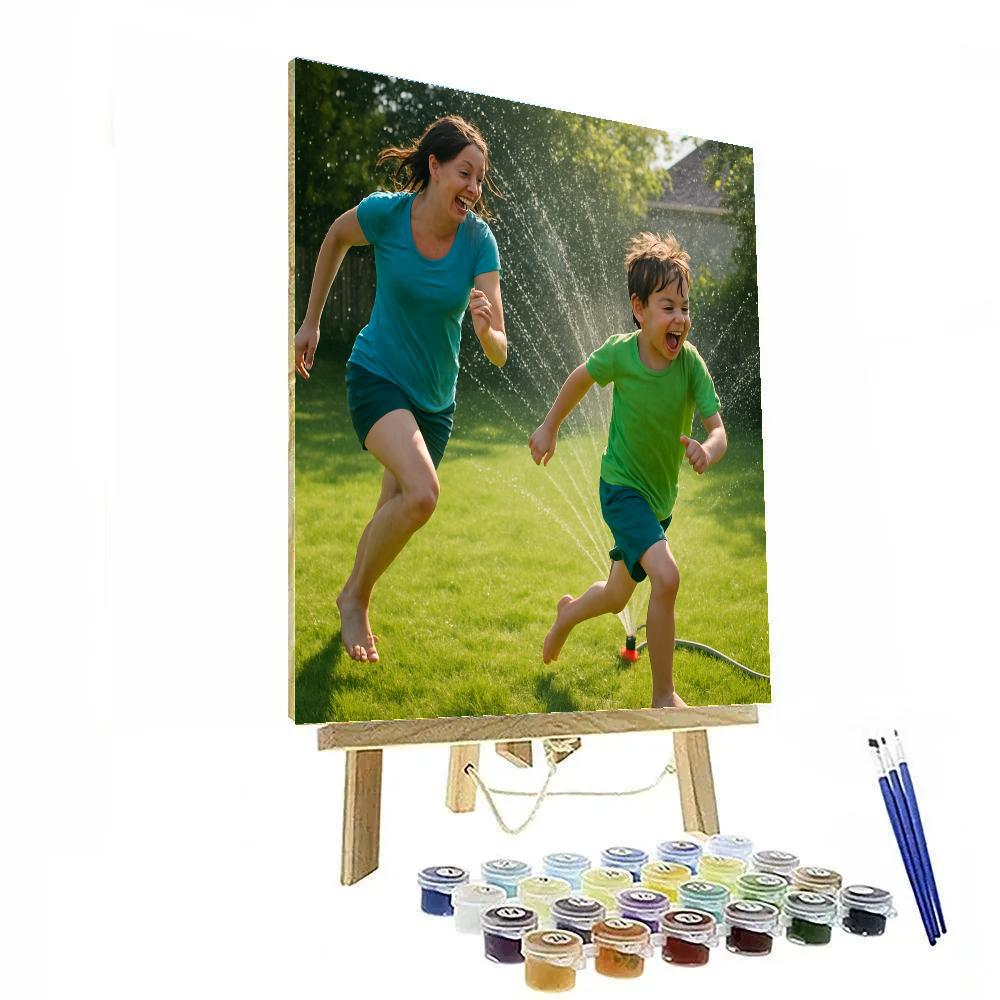 Backyard Sprinkler Laughter painting number kit