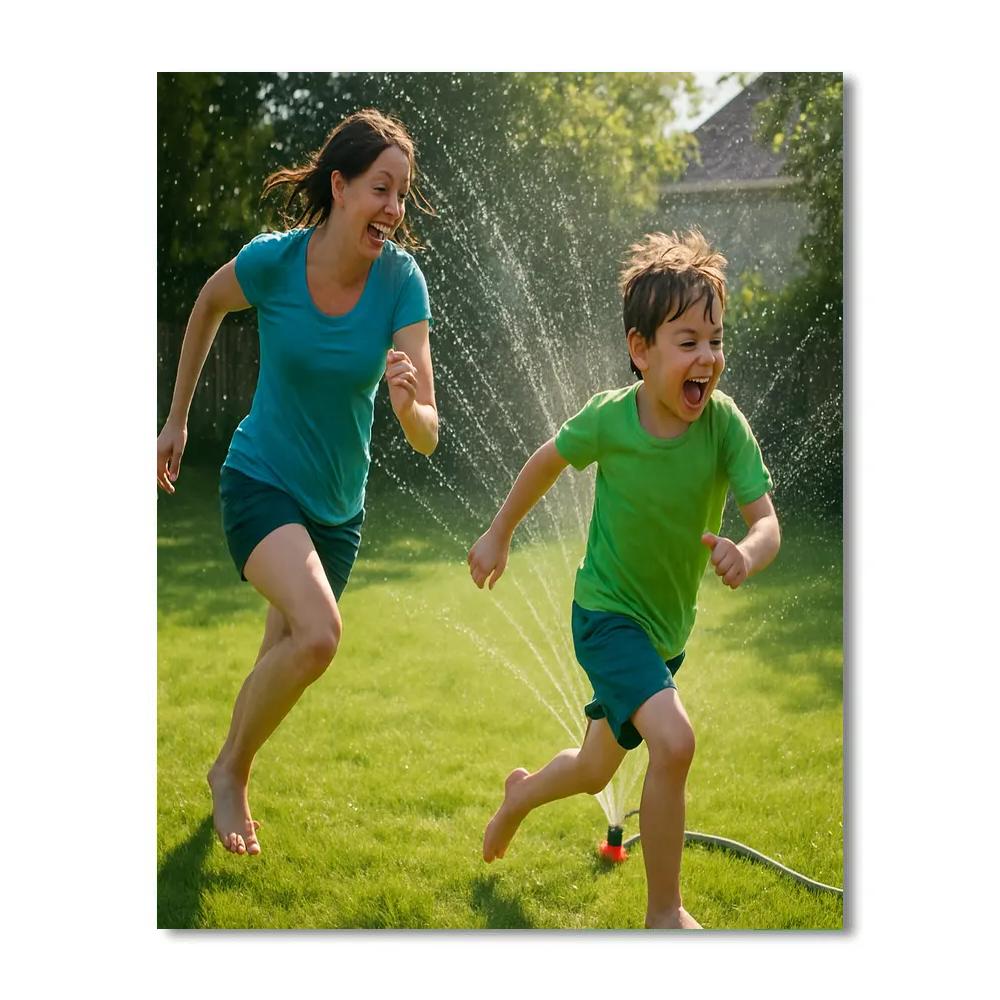 Backyard Sprinkler Laughter painting number kit