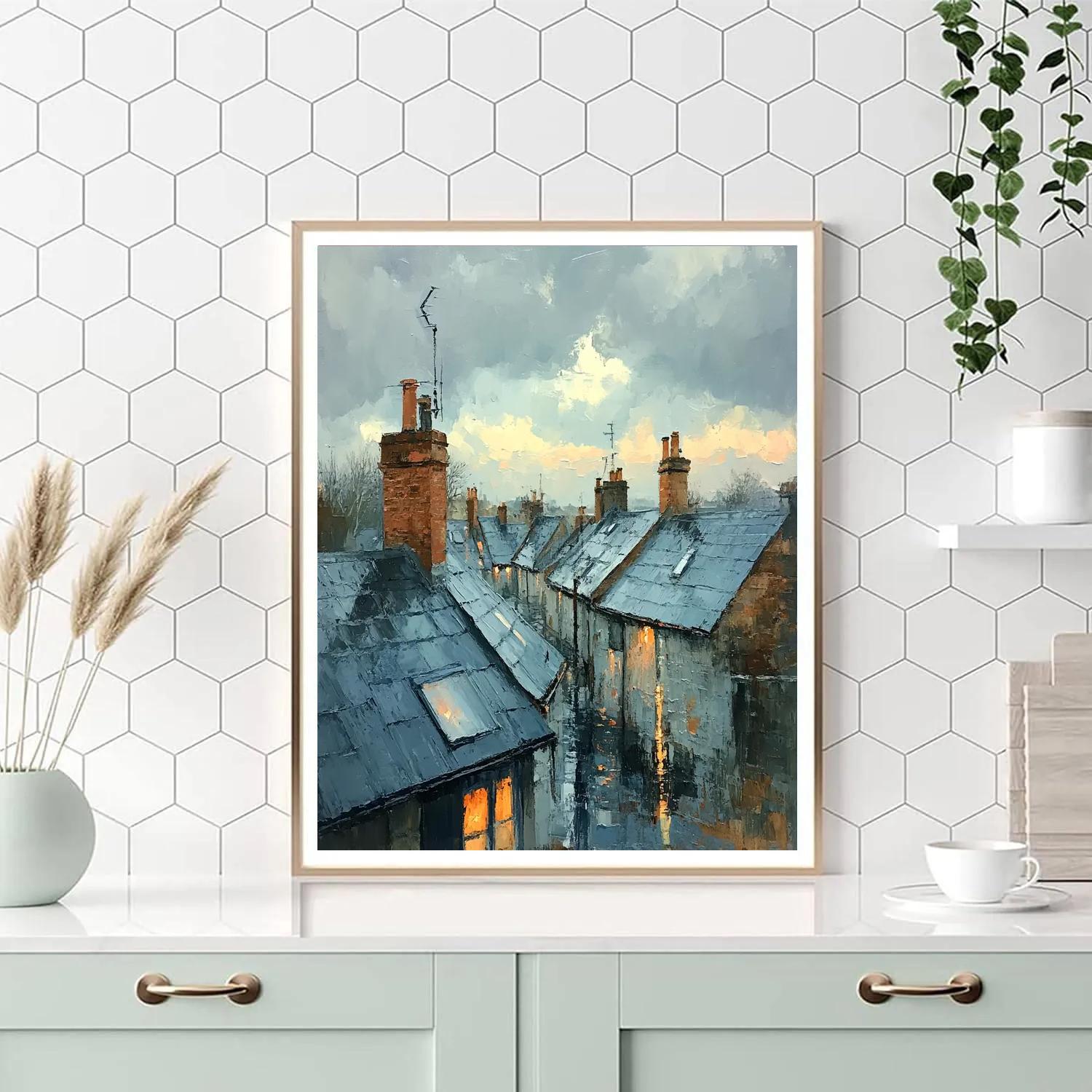 Claude Monet Inspired Rooftop View After Rain Painting by numbers kit