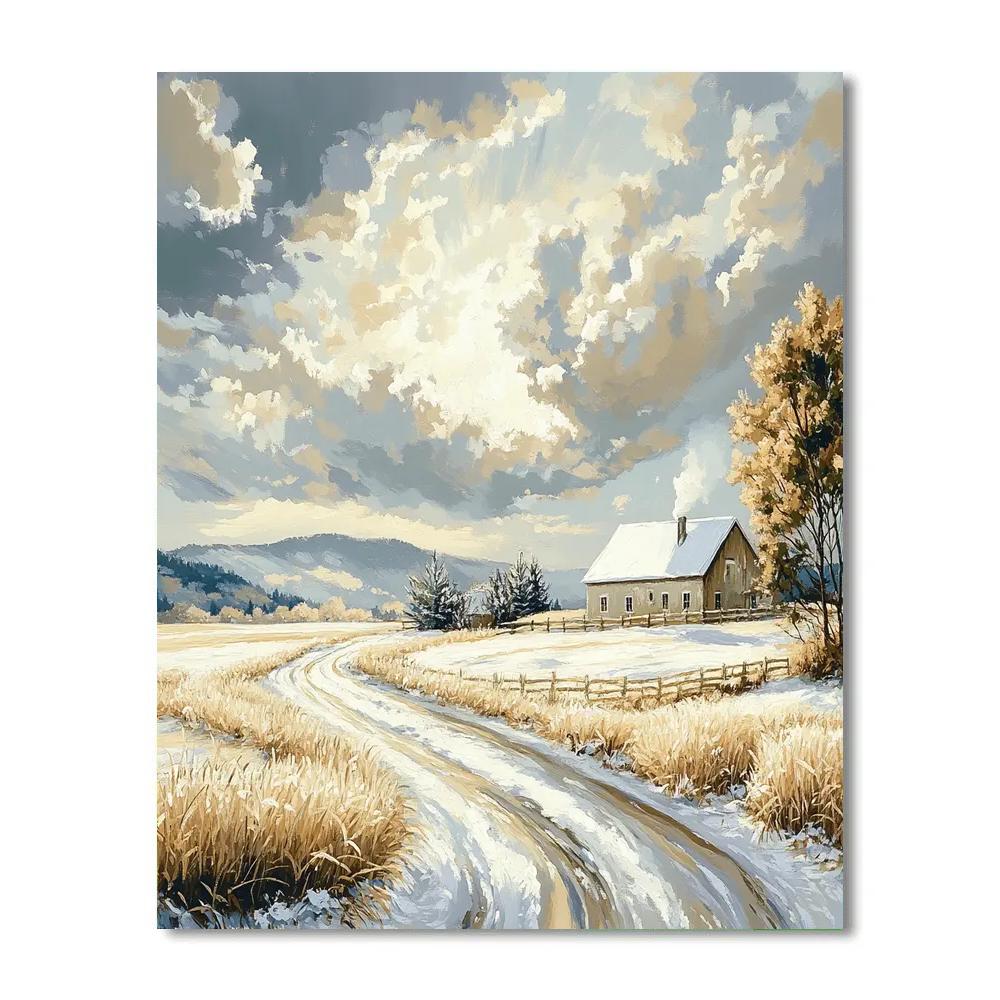 John Constable Inspired Haywain In Winter paint by numbers
