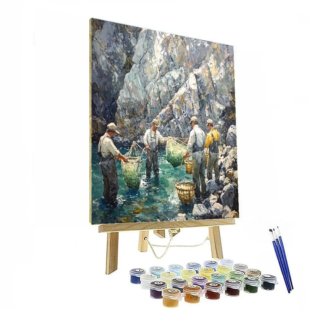 Gustave Courbet Inspired Fishermen By Rocks DIY paint by numbers