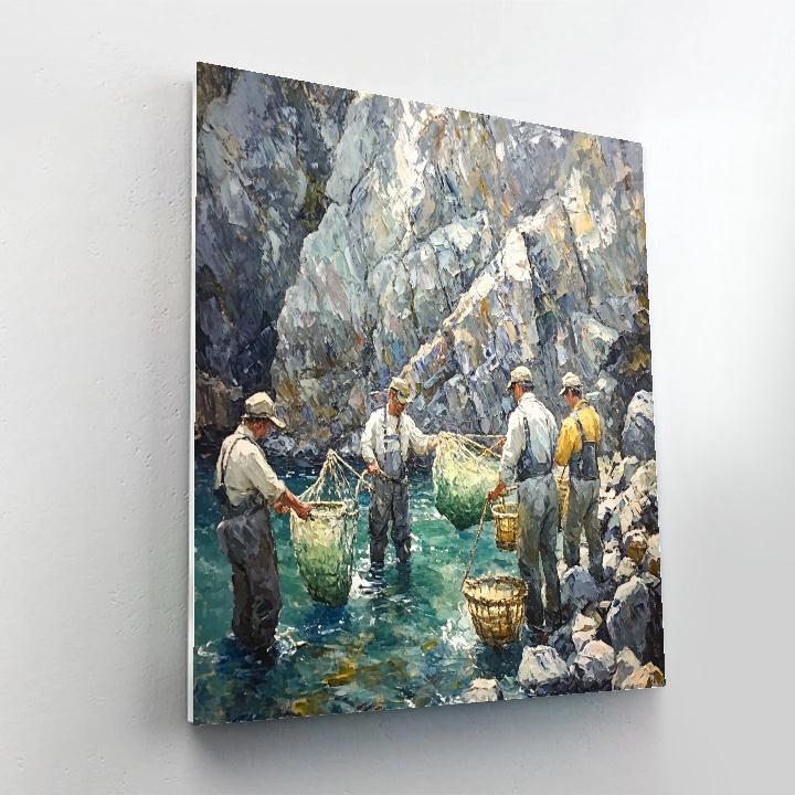 Gustave Courbet Inspired Fishermen By Rocks DIY paint by numbers