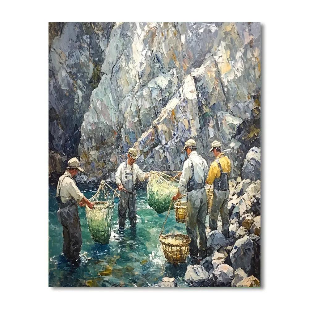 Gustave Courbet Inspired Fishermen By Rocks DIY paint by numbers