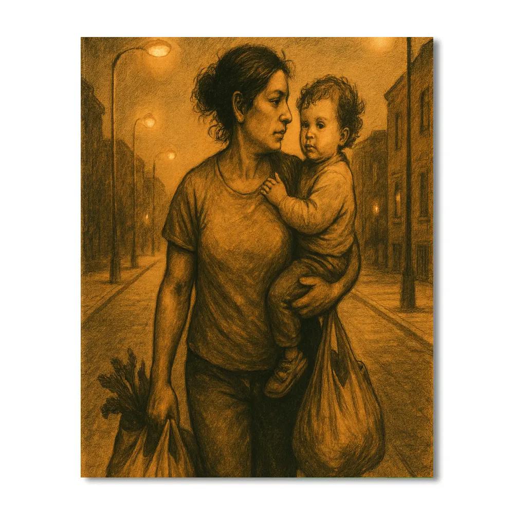 Evening Grocery Ride Home Number painting