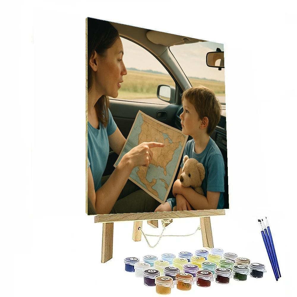 Backseat Road Trip Map paint by numbers