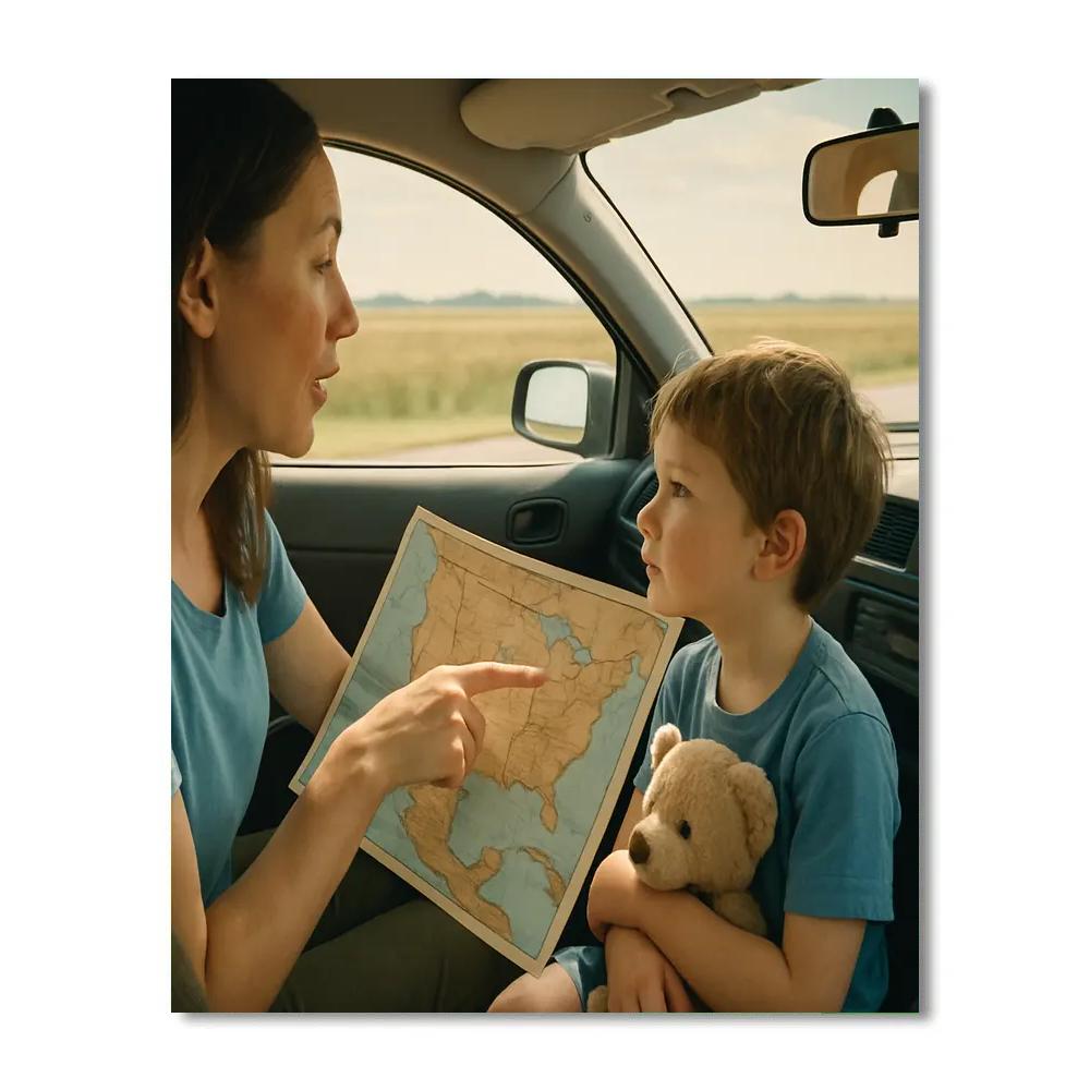 Backseat Road Trip Map paint by numbers