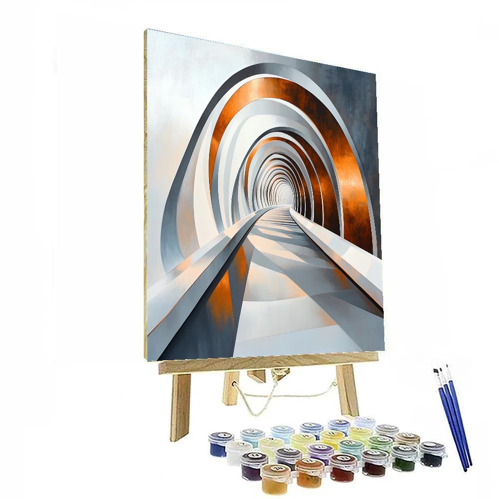 Eero Saarinen Inspired Futuristic Bridge paint by number