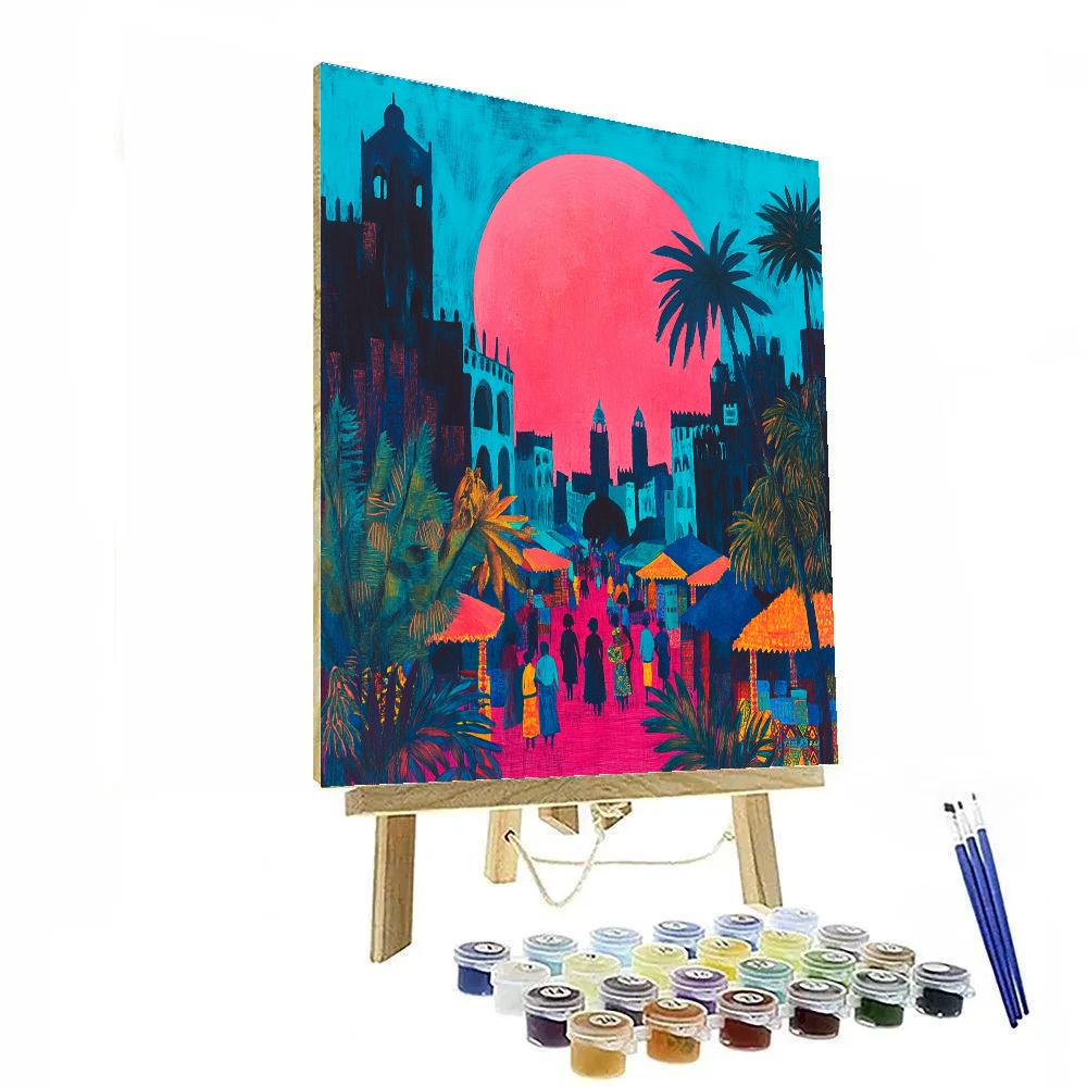 Paul Gauguin Inspired Market On Tahiti Moon Numbered painting kits