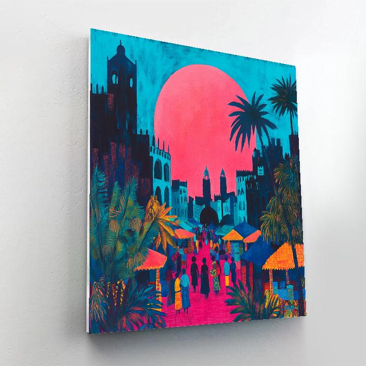Paul Gauguin Inspired Market On Tahiti Moon Numbered painting kits