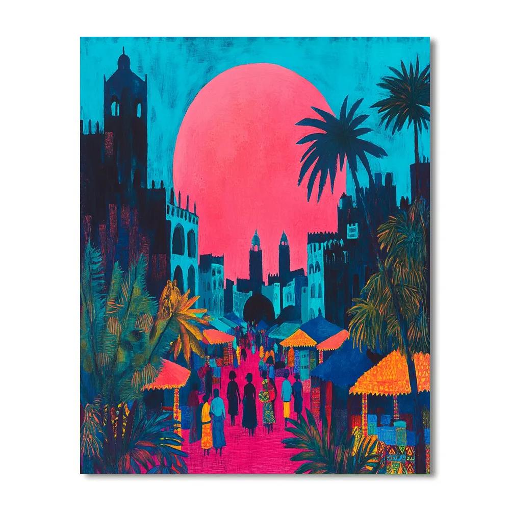 Paul Gauguin Inspired Market On Tahiti Moon Numbered painting kits