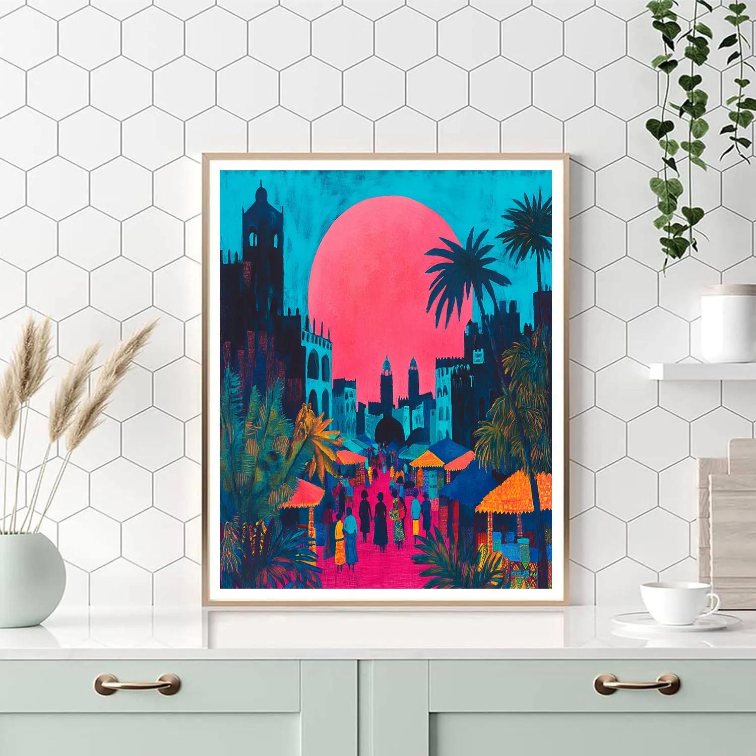 Paul Gauguin Inspired Market On Tahiti Moon Numbered painting kits