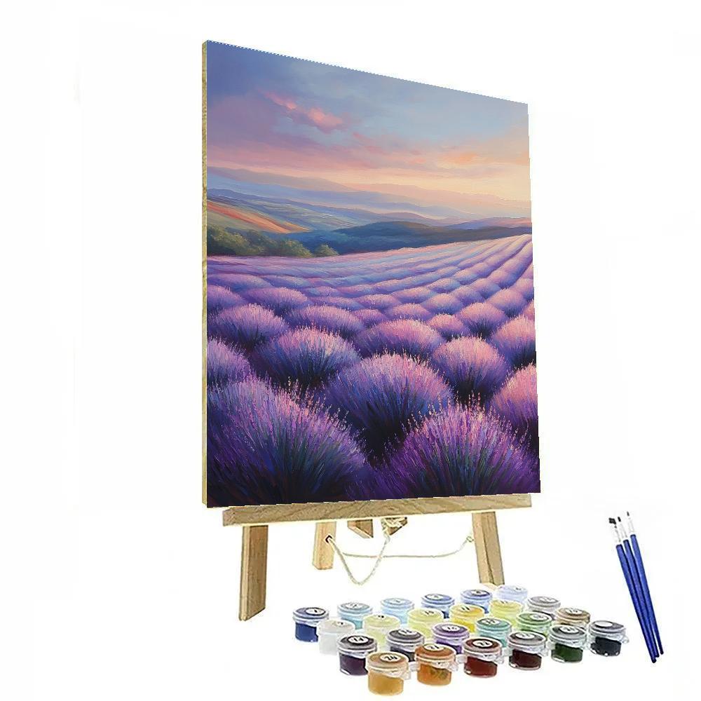 Claude Monet Inspired Lavender Field At Dusk painting number kit
