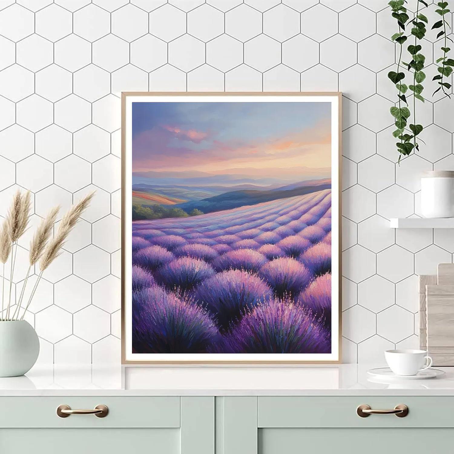 Claude Monet Inspired Lavender Field At Dusk painting number kit