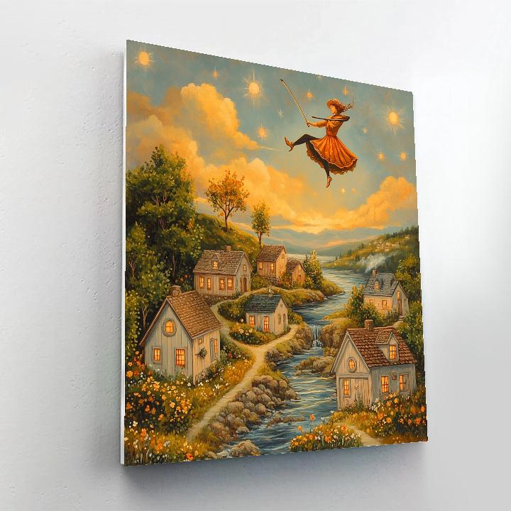 Marc Chagall Inspired Flying Violinist painting number kit