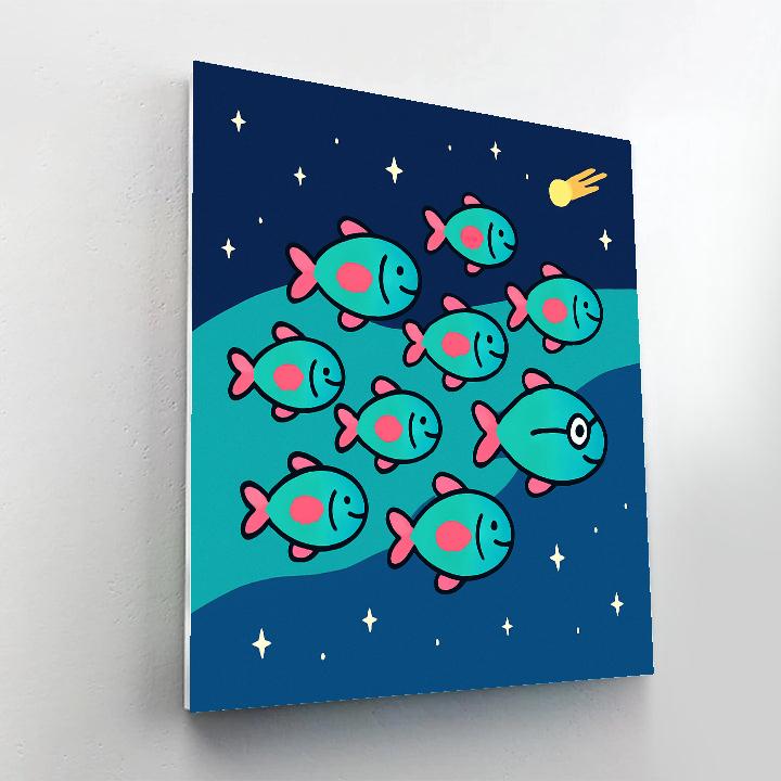 Cosmic School Of Fish DIY paint by numbers
